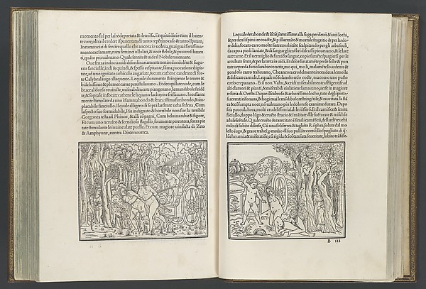 알두스 마누티우스가 인쇄한 1499년 『폴리필로의 꿈』 펼침면